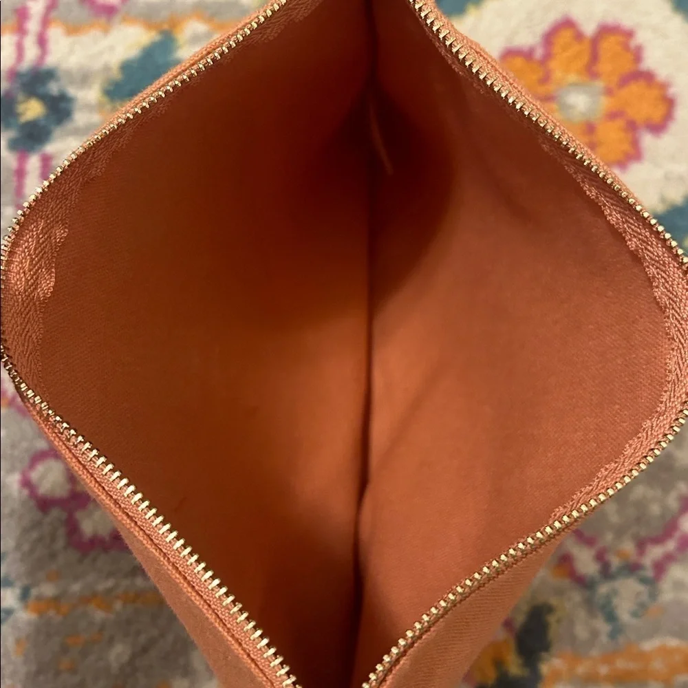 Sezane La Chamade Heart Zip Top Cotton Canvas Clutch Cosmetic Pouch New